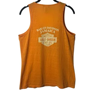 Harley Davidson Jamaica Orange Aztec Print Tank Top Novelty Motorcycle Comfort L thumbnail 5