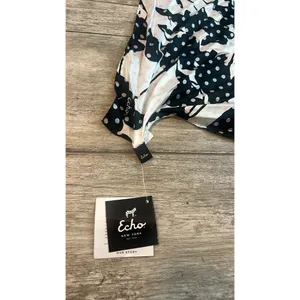 Echo 100% Silk Scarf Square With Peony Flowers Floral Pink Yellow BLACK NWT #46 thumbnail 2