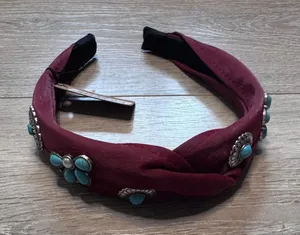 Story by Davinci Red Turquoise Concho Headband Top Knot Western Boho BG104 NWT thumbnail 1