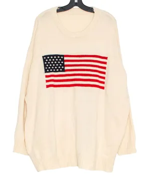 Sweater Americana Preppy Casual Cozy Patriotic Y2K Retro Normcore Flag Curve 3XL thumbnail 1