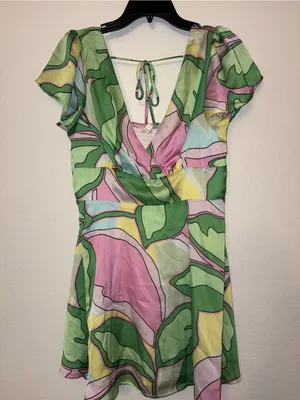 Gianni Bini NWT Pastel Abstract Print Open Back Mini Dress Size Medium thumbnail 6