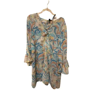 J. Valdi Ruffle Sleeve Lace up Swim Cover-up‎ Tunic Size Large thumbnail 2