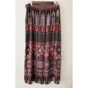 Vtg Monterey Petites 90s Aztec Southwestern Tribal Geometric Rayon Maxi Skirt S thumbnail 2