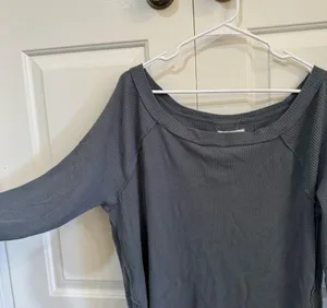 Free People Blue Gray Oversized Long Sleeve Size S thumbnail 2