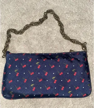J. Crew cherries print shoulder bag purse silk thumbnail 1