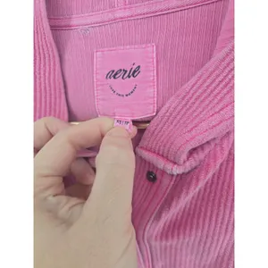 Aerie Hoodie Womens XS Henley Ribbed Corded Pink Long Sleeve Pullover‎ EUC thumbnail 3