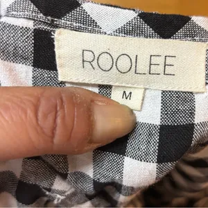 Roolee Gingham Linen Cotton Coastal Cowgirl Boho Fisherman Resort Blouse M thumbnail 6