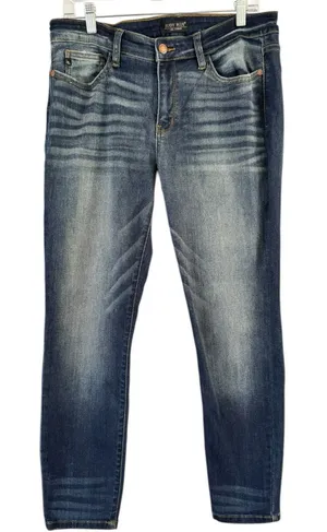 Judy Blue Relaxed Fit Jeans Women’s Size 15/32 Dark Blue Stretchy Tapered Leg thumbnail 1