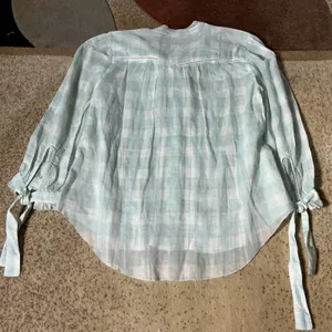Sundance Cottagecore‎ Gingham Pintuck Lace Cotton Blouse PXXS Tie Sleeve Top thumbnail 7