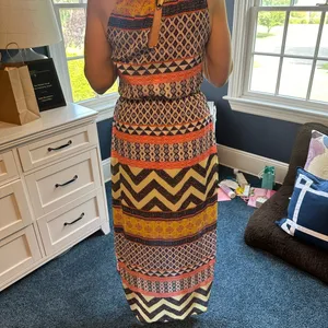 Sanctuary nwt medium dress lined to knee adjustable strap Aztec chevron polyest thumbnail 7