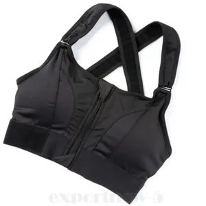 Sports Bras Women's Short Tank Top Zipper Front XL Adjustable Straps black gym thumbnail 3
