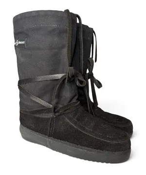 STEGER MUKLUKS Sz 8 Black Moosehide Leather OJIBWA Winter Boots Made In USA thumbnail 1