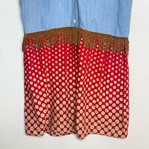 Vintage Details Express Tunic Shirt Women's Size Large‎ Blue Chambray Fringe 90s thumbnail 4