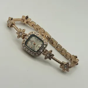 Soxy Rose Gold Square Dial Crystals on Bezel Floral Accents Women Fashion Watch thumbnail 4