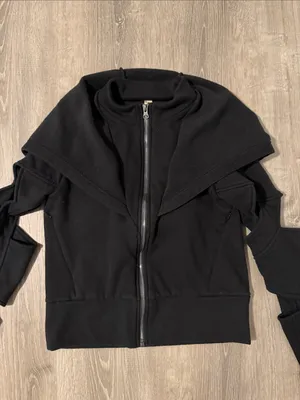 ALO Yoga‎ Small Mix Jacket Zip Up Cut Out Long Sleeve Fleece Hooded Casual Black thumbnail 5