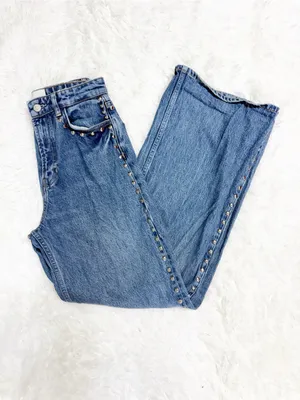 Reformation Cary High Rise Slouchy Wide Leg Studded Jeans Size 25 thumbnail 6