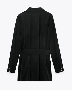 Zara Black Button Down Velvet Mini Dress thumbnail 3