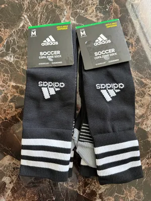 2 Pairs Adidas Copa Zone Soccer Socks – Black/White – Size M – Arch & Ankle Compression thumbnail 1
