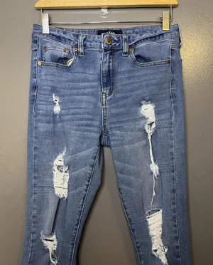 Aero High Rise Jegging Jeans Womens 8 Medium Wash Distressed Stretch Denim thumbnail 1