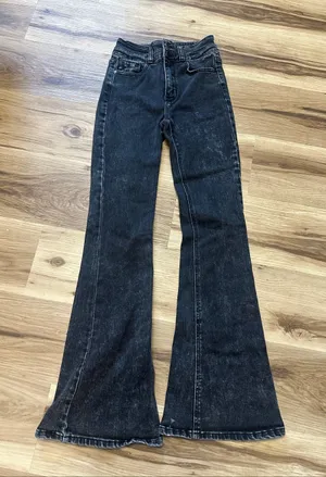 Kancan distressed black trendy flare 3/25 normcore jeans thumbnail 1