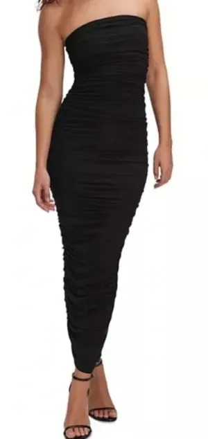 Good‎ American Sheer Ruched Tube Maxi Dress Size 4 Strapless EUC thumbnail 1