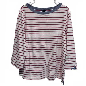 Nautica Striped Chambray Cuffed Sleeve Cotton Top Plus Size XXL thumbnail 3