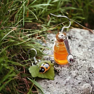 Bee & Honey Jar beautiful Dangle Earrings faux fashion‎ jewelry thumbnail 6