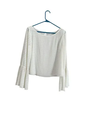Women's Club Monaco White Bell Sleeve Blouse Size M thumbnail 2