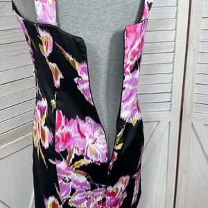 Cache Abstract Floral Cage Front Sleeveless Sheath Dress Black‎ Pink 12 thumbnail 7