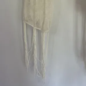 Sheer floral white scarf lightweight elegant delicate frilled design thumbnail 2