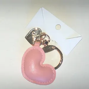 Pink Heart Keychain with Gold Love Charm thumbnail 2