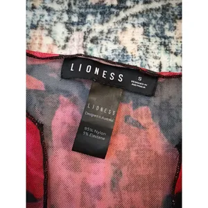 Lioness Mesh Top Women S Red Black Floral Lace Up Grunge Goth‎ Y2K Romantic thumbnail 5