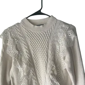 Lulus Women's Size Small‎ White Cottage Coquette Feminine Lace Sweater thumbnail 3
