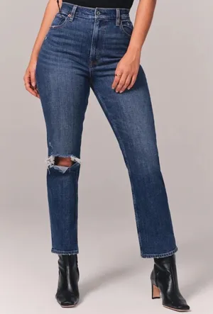 Abercrombie & Fitch The Ankle Straight Jeans Ultra High Rise Curve‎ Love 28/6 thumbnail 1