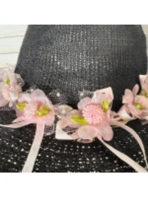 Handcrafted Cowboy Hat Floral Applique Black OS thumbnail 11