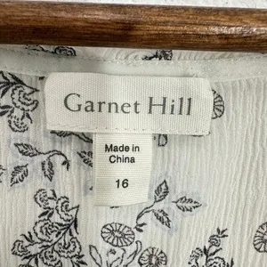 Garnet Hill Size 16 100% Silk Floral Tank Sleeveless Shirt White Yellow Feminine thumbnail 5