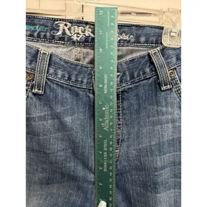 Wrangler Rock 47 Med Wash Boyfriend Fit‎ Jeans Mid Rise Size 33x33 Distressed thumbnail 3