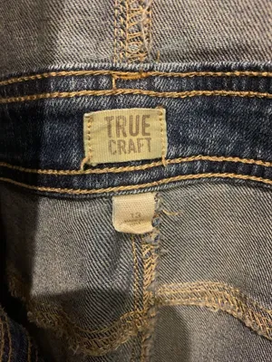 True Craft Women's Dark Wash Distressed Denim Overalls Size 13 thumbnail 6