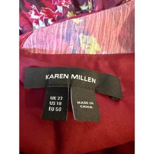 Karen Millen Floral Pleated Maxi Dress Burgundy Purple Corset 18 boho romantic thumbnail 8