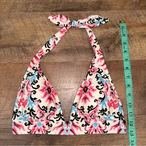 Kate Spade Swim Ikat Pattern Pink and Black Halter Bikini Top thumbnail 4