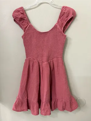 American Eagle Pink Cotton Gauze Ruffle Dress Sz XS thumbnail 1
