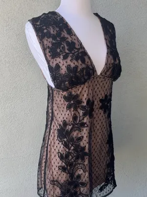 Free people Sheer Black Lace Overlay Mini Dress thumbnail 4