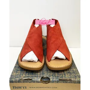 Born Iwa Red Aragosta Suede Leather Distressed Crossover Burnt Orange Sandals 6 thumbnail 8