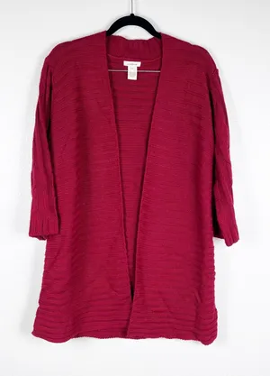 Sundance Women Red Open Front Knit Cardigan Cable Sleeve Sweater Sz‎ S thumbnail 1