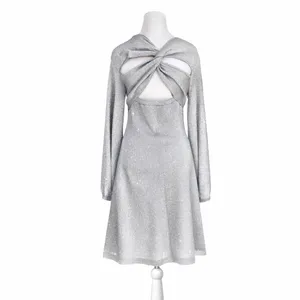 NWT J.‎ Crew Lurex Twist Back SIlver Merino Wool Blend Dress Size Small thumbnail 2