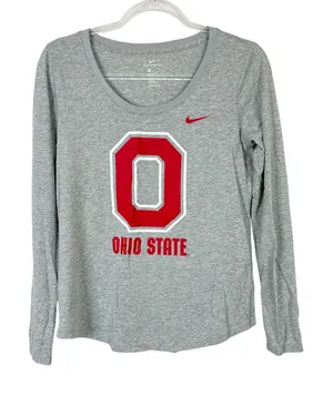 Nike Ohio State The Nike Tee Long Sleeve Heather Gray Scoop Neck Womens Medium thumbnail 1