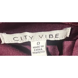 City Vibe Dress Velvet Floral Sweetheart Neck Puff Sleeve Tiered Maroon Size‎ 0 thumbnail 3