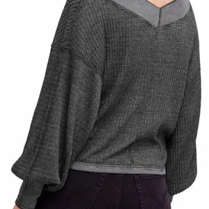 We The Free Free People South‎ Side V Neck gray Thermal Top size M thumbnail 9