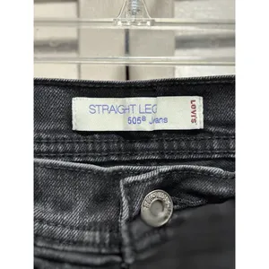Levi's 505 Straight‎ Leg Mid Rise 9" Skinny Black Jean Size 6 Pockets Logo thumbnail 3