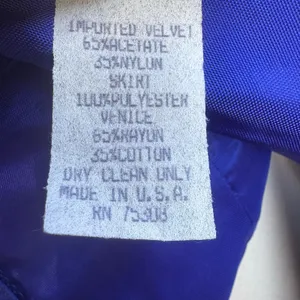 VTG ZumZum Prom Dress Gown 3/4 Blue Velvet Unconventional Lace Formal‎ Glam 90s thumbnail 12